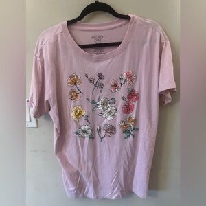 Mighty Fine Light Pink Short-Sleeve Tee with Floral Graphic